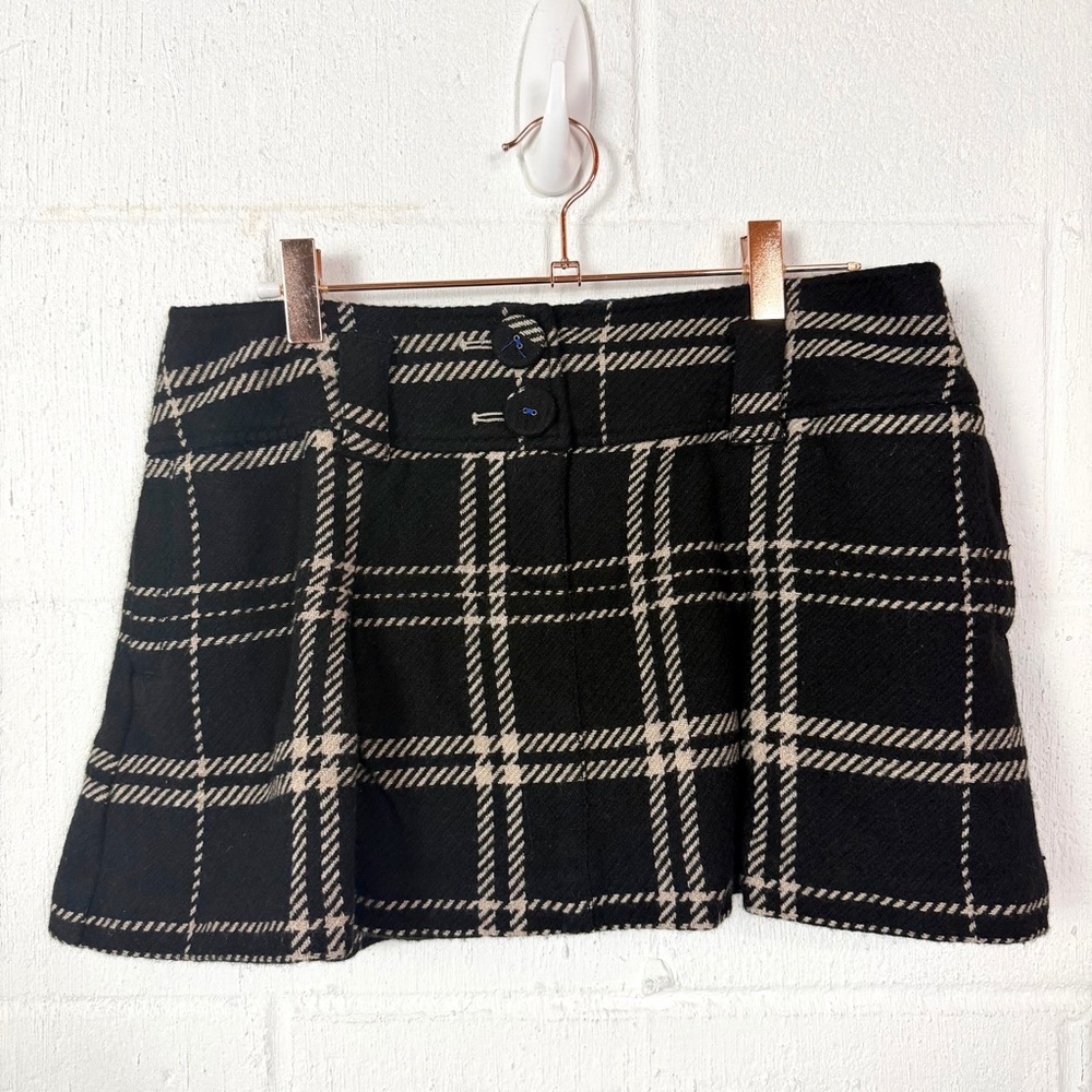 American Eagle Micro Mini Skirt Plaid Wool Plaid Lined Y2K‎ Academia Preppy 6